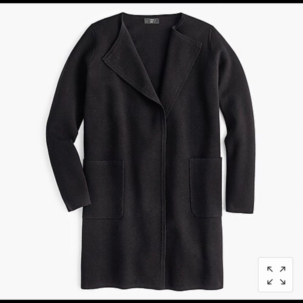 Black JCrew Juliette Collarless Sweater-Blazer